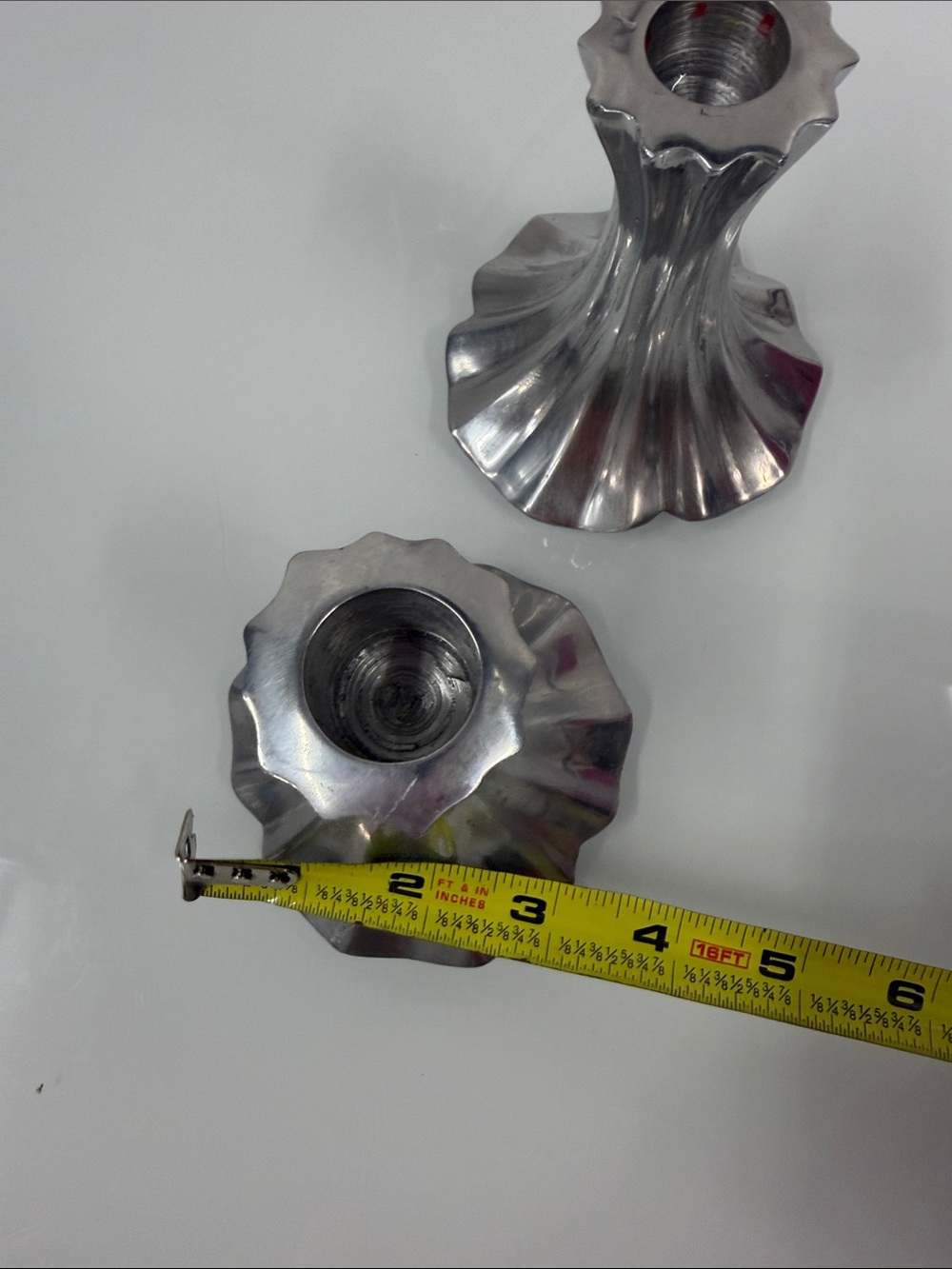 Dansk Silver Fluted Metal Candle Holders, Pair - Picture 5 of 6